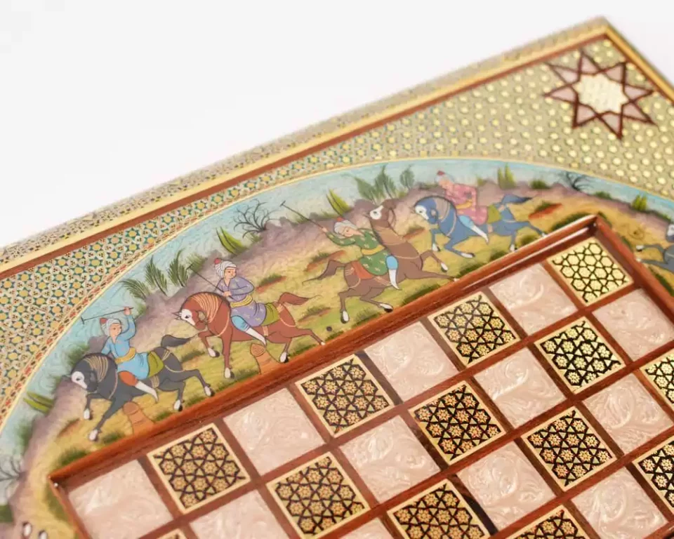 Golden Chess wooden board inlaid with copper/backgammon/ Board games/ Great gift