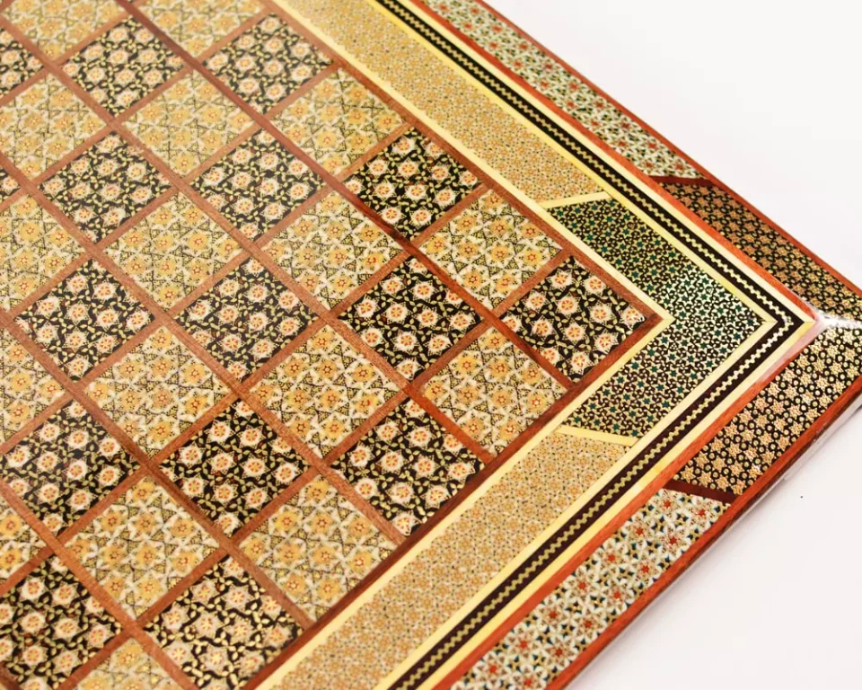 unique royal chessboard handmade from lemon wood and inlaid with copper
