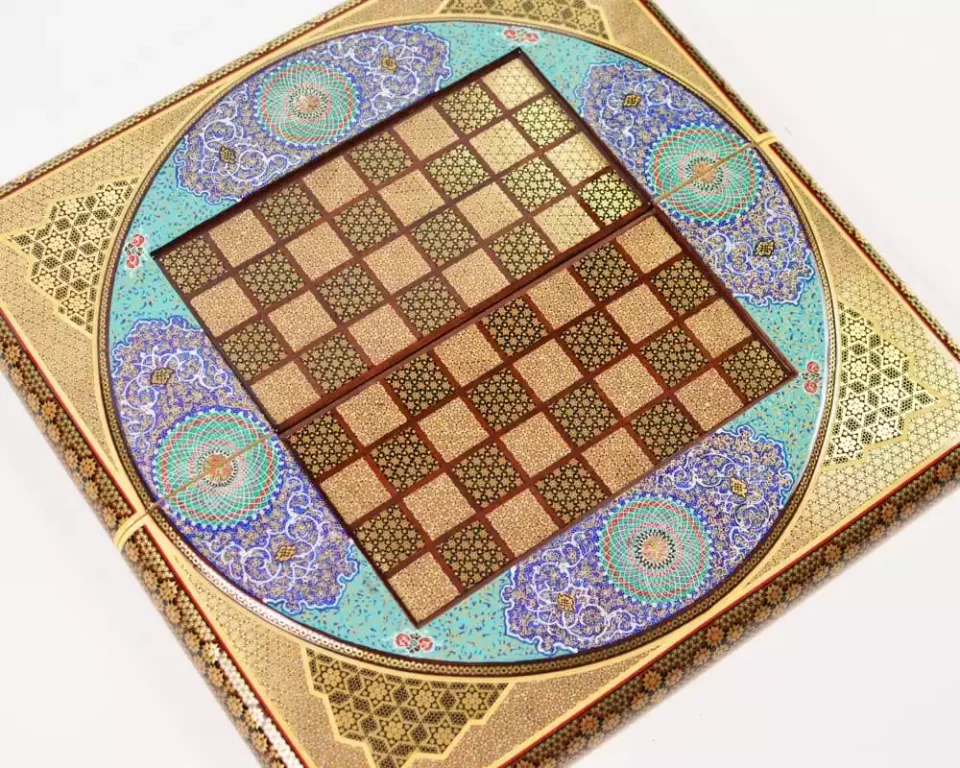 Golden Chess wooden board inlaid with copper/backgammon/ Board games/ luxury gift