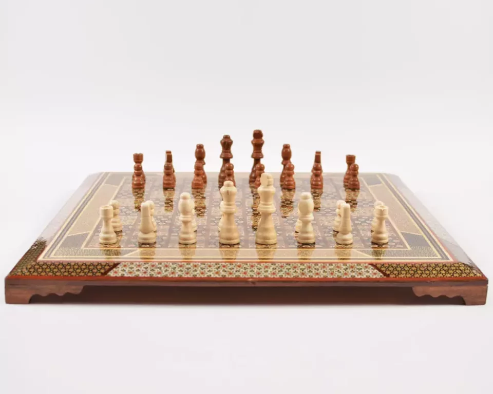 unique royal chessboard handmade from lemon wood and inlaid with copper