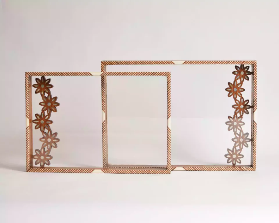 HANDMADE Unique TRAY A STUNNING FUSION OF ACRYLIC & WOODEN INLAID WITH PEARL