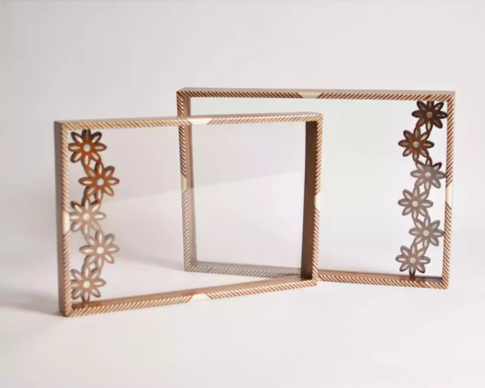 HANDMADE Unique TRAY A STUNNING FUSION OF ACRYLIC & WOODEN INLAID WITH PEARL