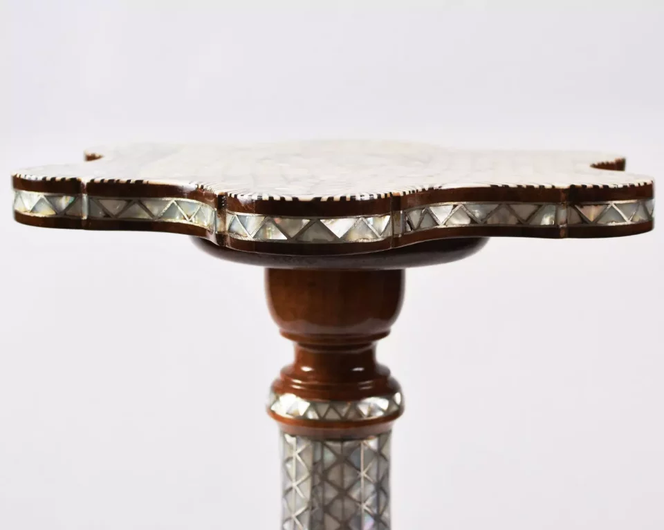 Handmade wooden table – side table – tea table – coffee table – inlaid with mother-of-pearl – wooden decor – home decor