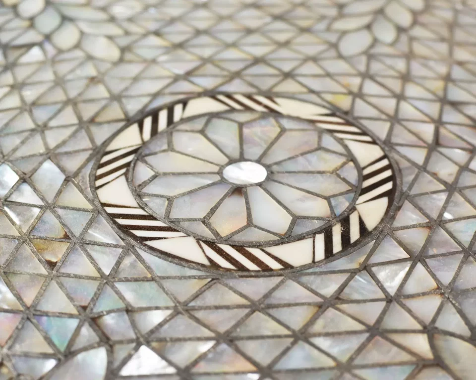 Handmade wooden table – side table – tea table – coffee table – inlaid with mother-of-pearl – wooden decor – home decor