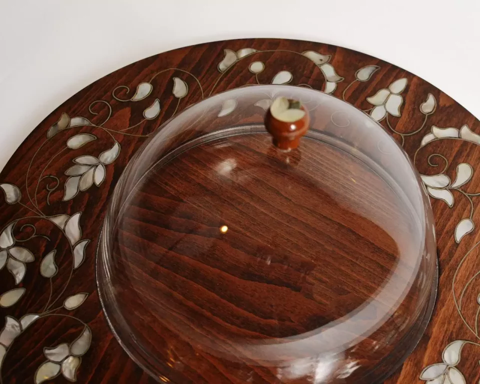 amazing tray with Plexi cover inlaid with mother of pearl