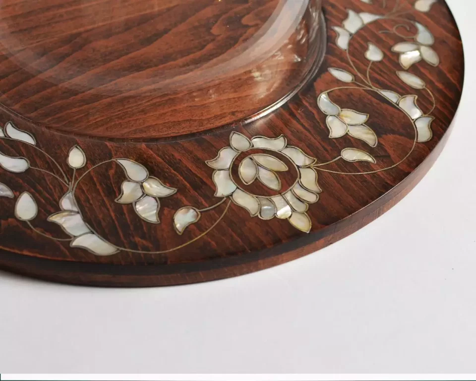 amazing tray with Plexi cover inlaid with mother of pearl