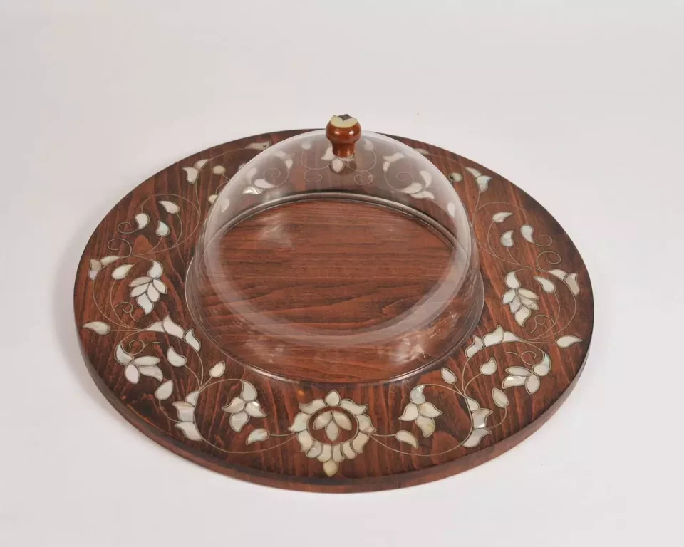 amazing tray with Plexi cover inlaid with mother of pearl