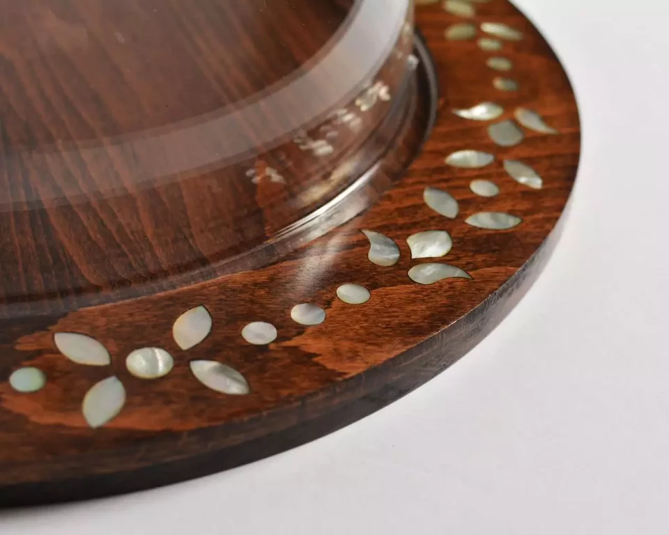 amazing tray with Plexi cover inlaid with mother of pearl