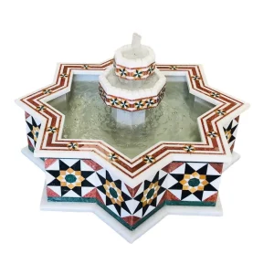 Damascus star shaped water fountain made of natural marble mosaic
