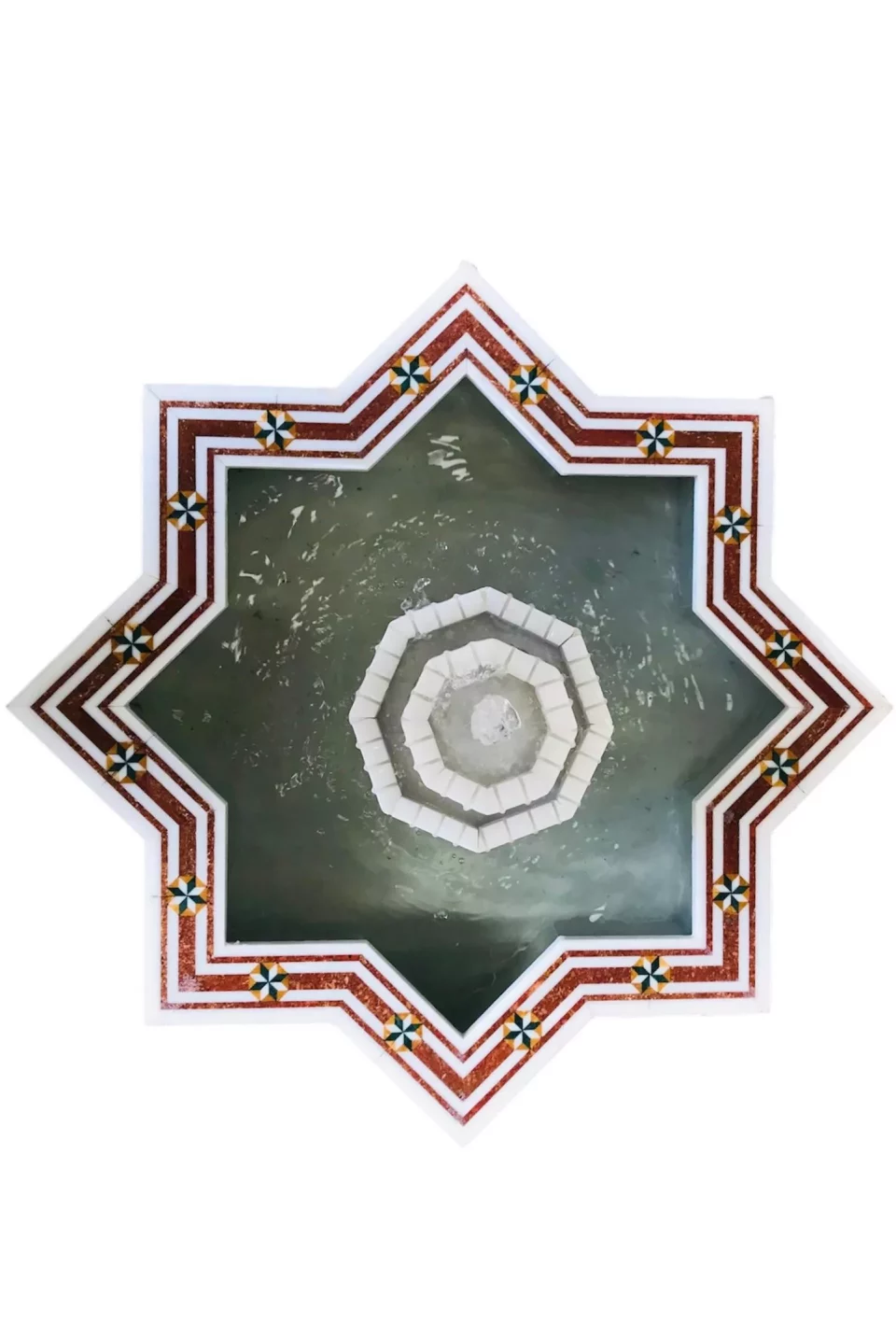 Damascus star shaped water fountain made of natural marble mosaic