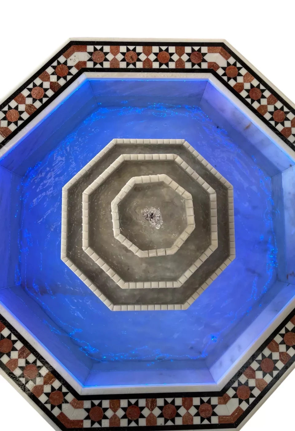 Damascus water fountain handmade from natural marble mosaic