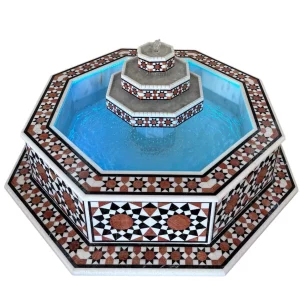 Damascus water fountain handmade from natural marble mosaic