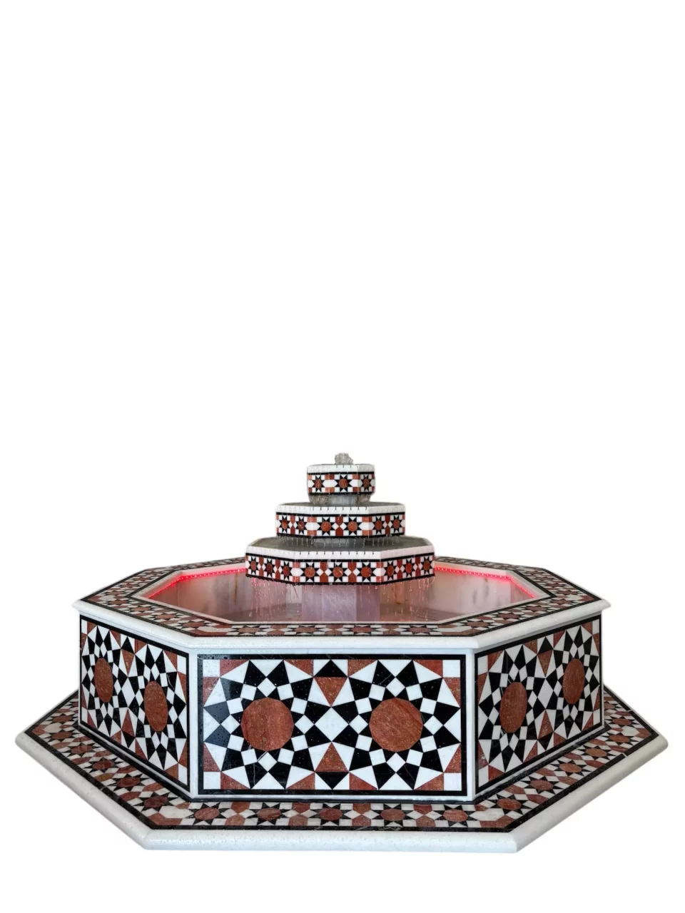 Damascus water fountain handmade from natural marble mosaic