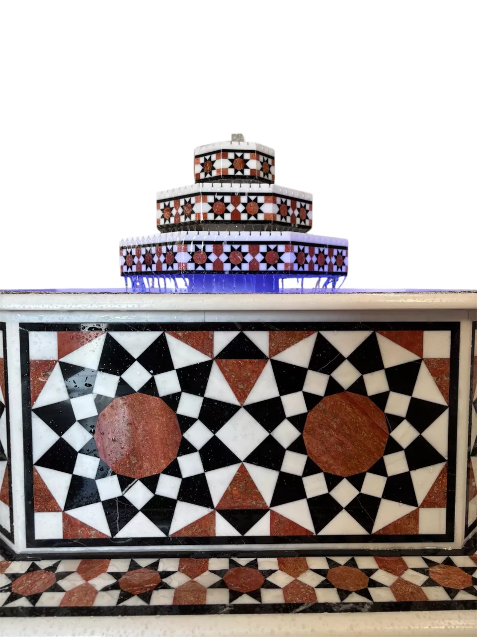 Damascus water fountain handmade from natural marble mosaic