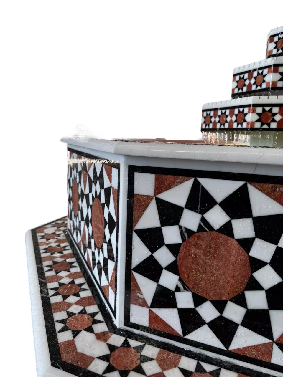 Damascus water fountain handmade from natural marble mosaic