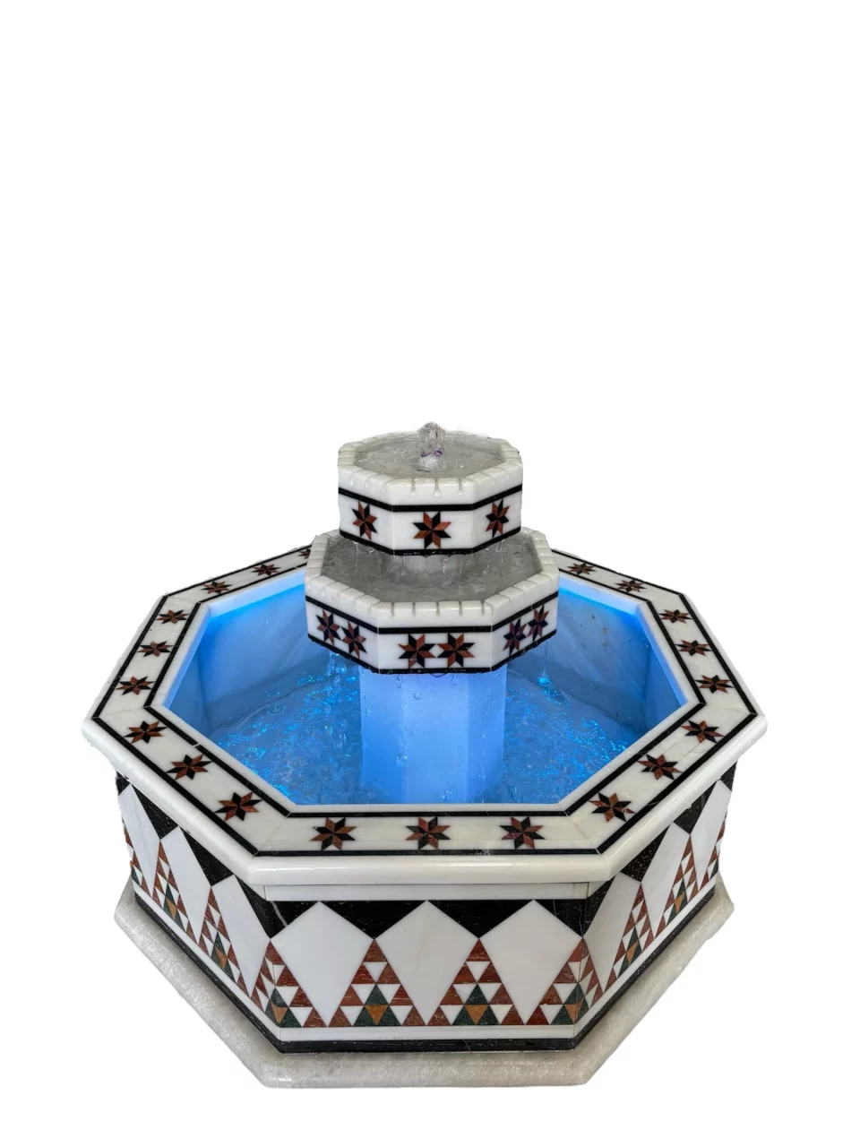Damascus Octagonal Water Fountain handmade from Natural Marble Mosaic