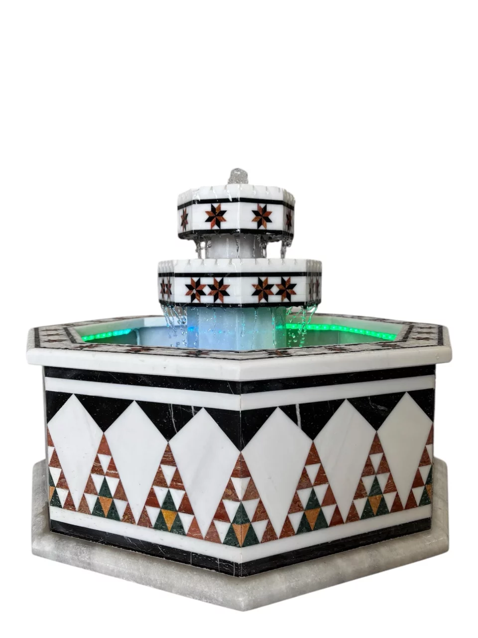 Damascus Octagonal Water Fountain handmade from Natural Marble Mosaic