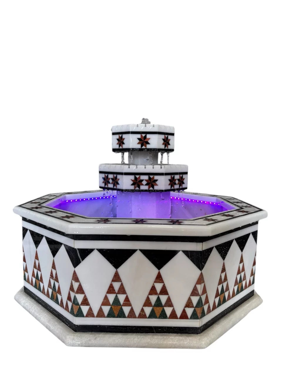 Damascus Octagonal Water Fountain handmade from Natural Marble Mosaic
