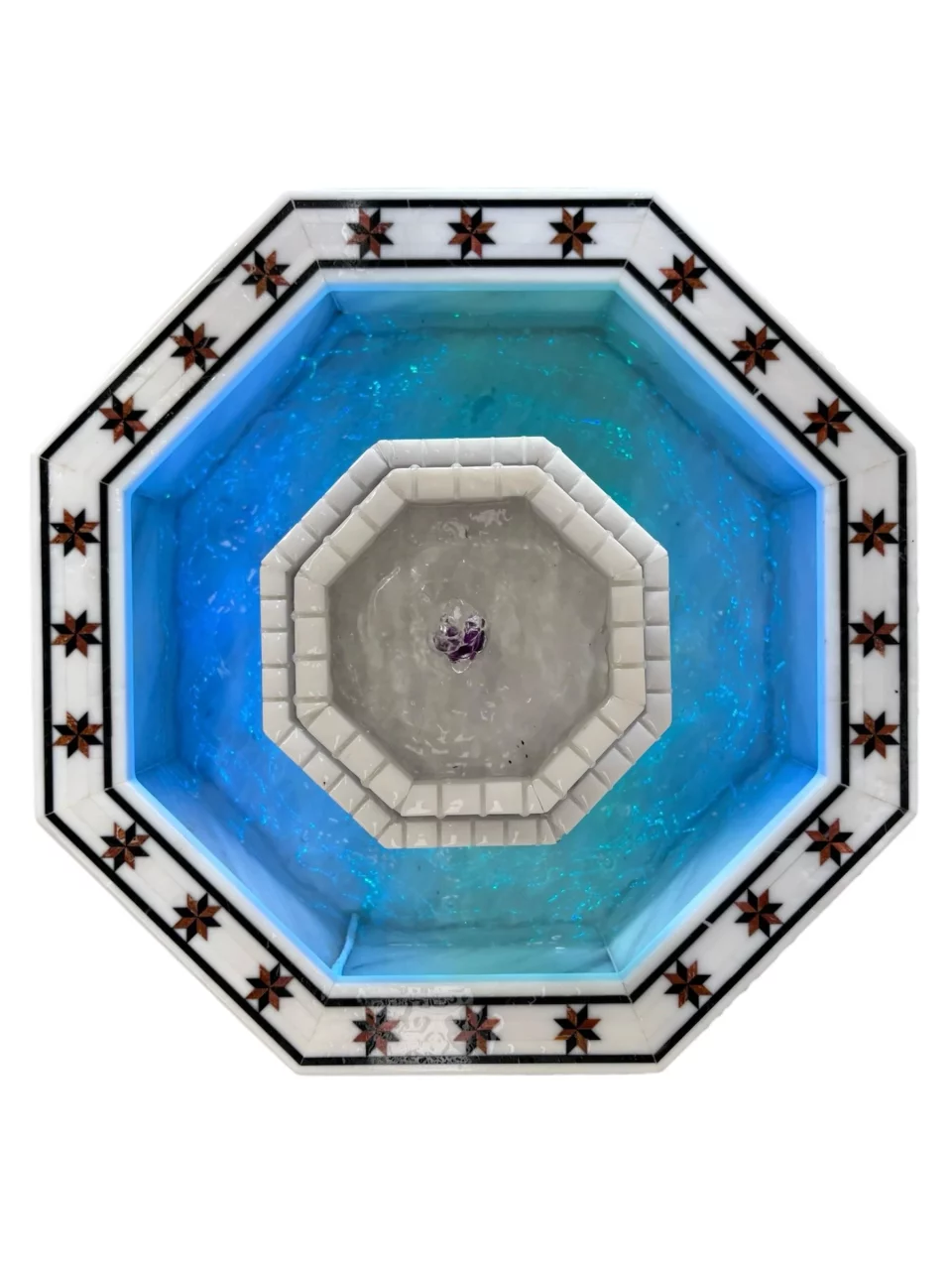 Damascus Octagonal Water Fountain handmade from Natural Marble Mosaic