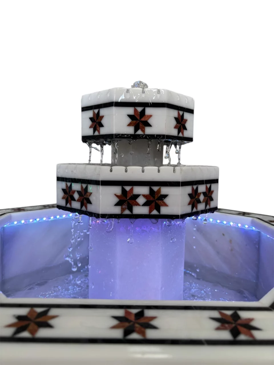 Damascus Octagonal Water Fountain handmade from Natural Marble Mosaic