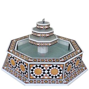 Damascus water fountain handmade from natural marble mosaic