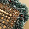 Wooden Chess set- BACKGAMMON PIECES -Folding chess Board, with closing lid Mosaic handmade