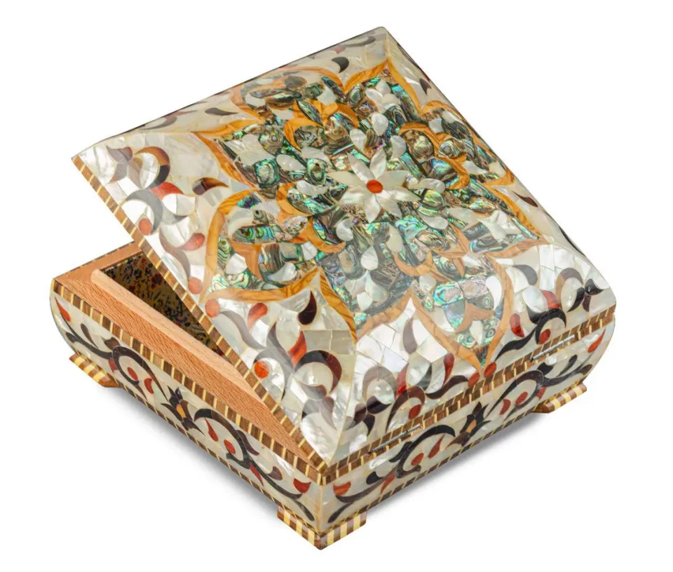 Mother of Pearl Jewelry Box | Custom Wooden Jewelry Case with Unique Inlay | Antique Jewelry Organizer for Birthday Gifts | Gift for her