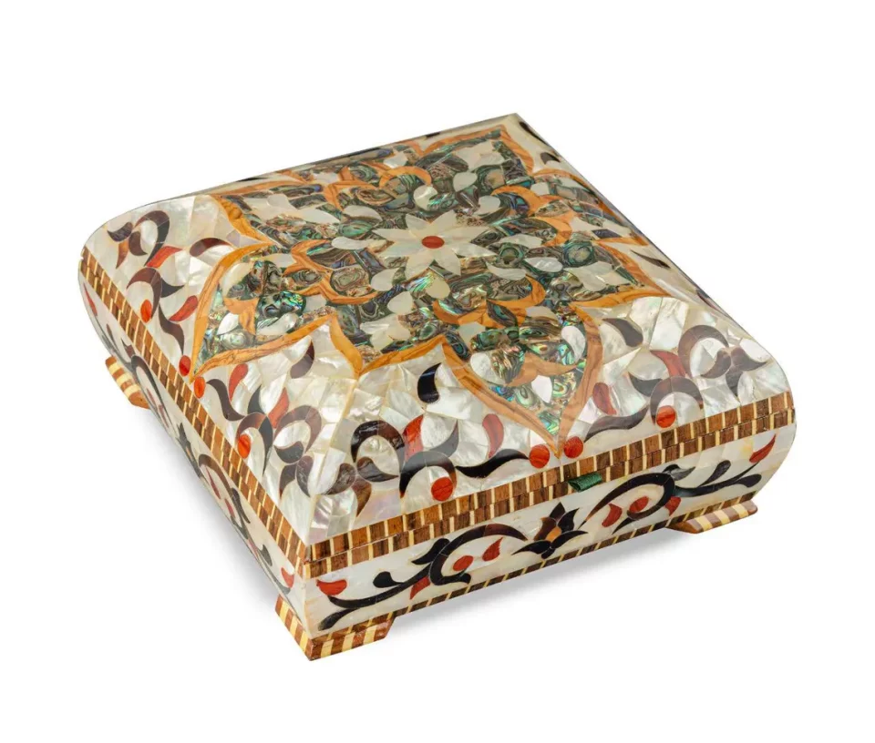 Mother of Pearl Jewelry Box | Custom Wooden Jewelry Case with Unique Inlay | Antique Jewelry Organizer for Birthday Gifts | Gift for her