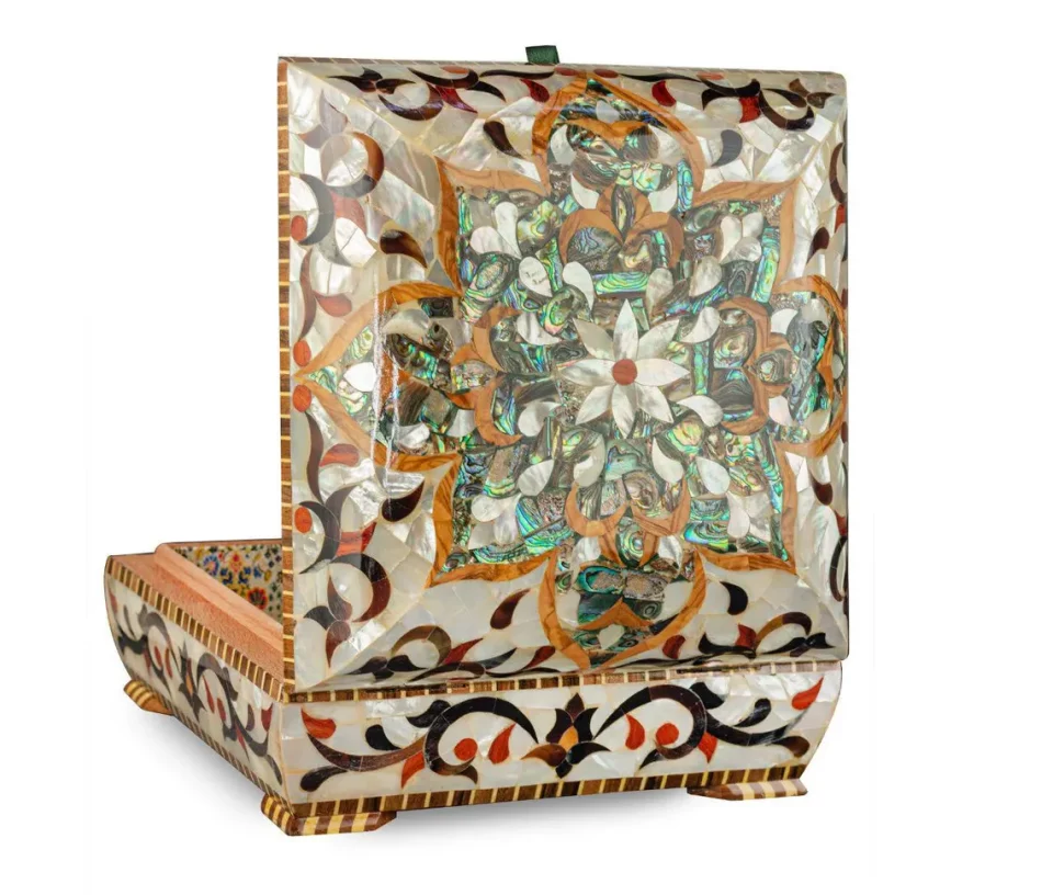 Mother of Pearl Jewelry Box | Custom Wooden Jewelry Case with Unique Inlay | Antique Jewelry Organizer for Birthday Gifts | Gift for her