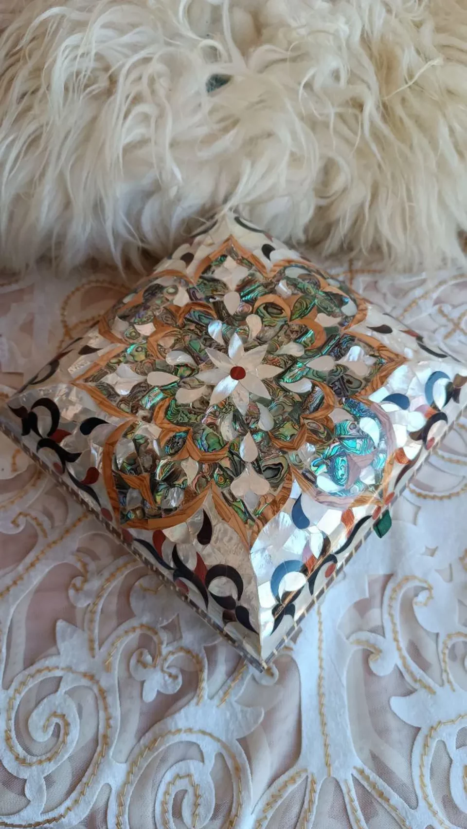 Mother of Pearl Jewelry Box | Custom Wooden Jewelry Case with Unique Inlay | Antique Jewelry Organizer for Birthday Gifts | Gift for her