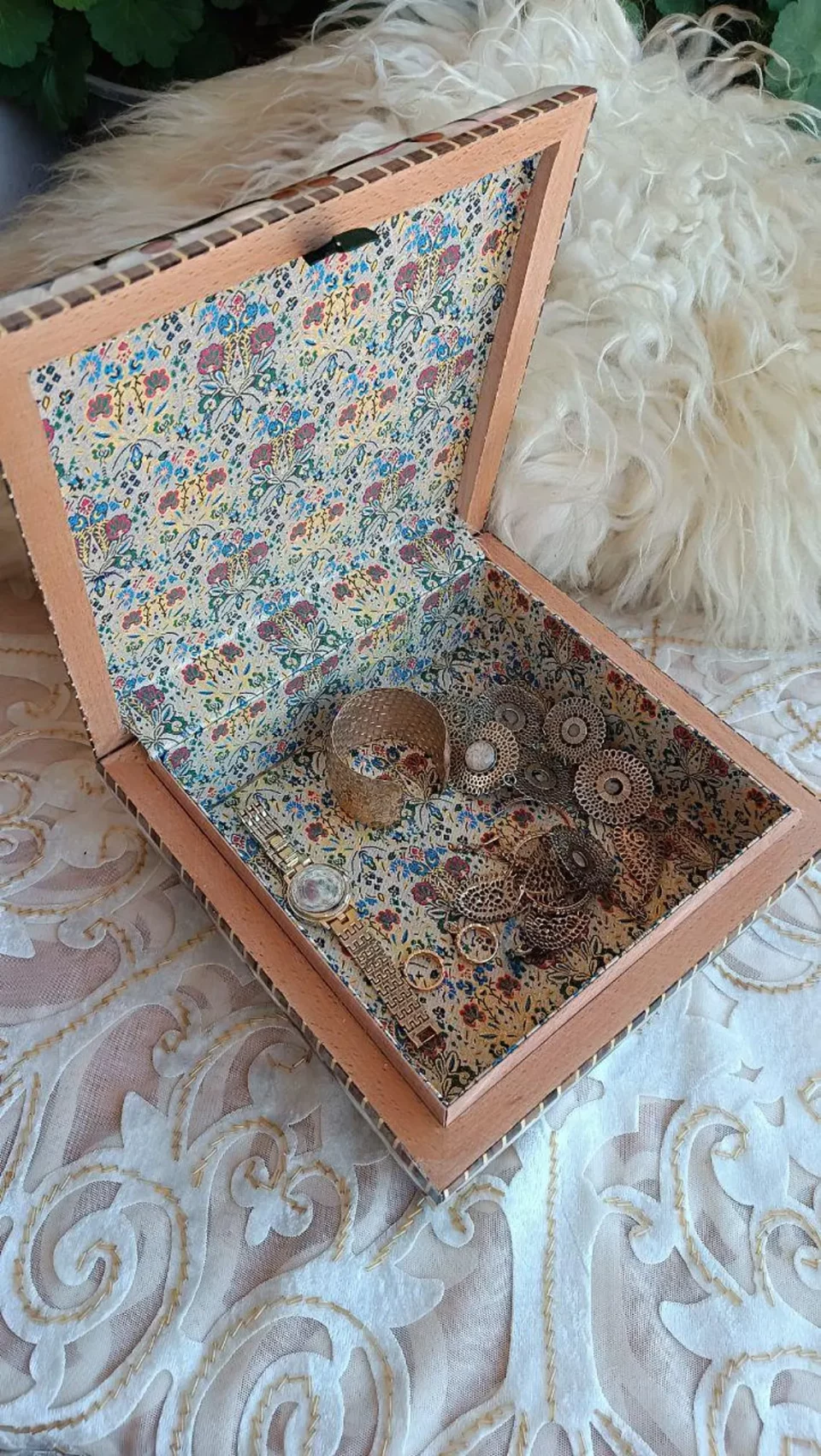 Mother of Pearl Jewelry Box | Custom Wooden Jewelry Case with Unique Inlay | Antique Jewelry Organizer for Birthday Gifts | Gift for her