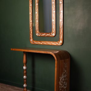 Elegant Walnut Mirror with Mother of Pearl Inlaid