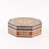 jewelry box Handmade octagonal in walnut with mother-of-pearl inlay mosaic