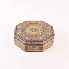 jewelry box Handmade octagonal in walnut with mother-of-pearl inlay mosaic