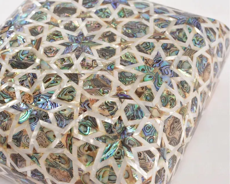 Jewelry Box Mother-of-Pearl Handmade Walnut Inlay Box Damascus Luxury Gift