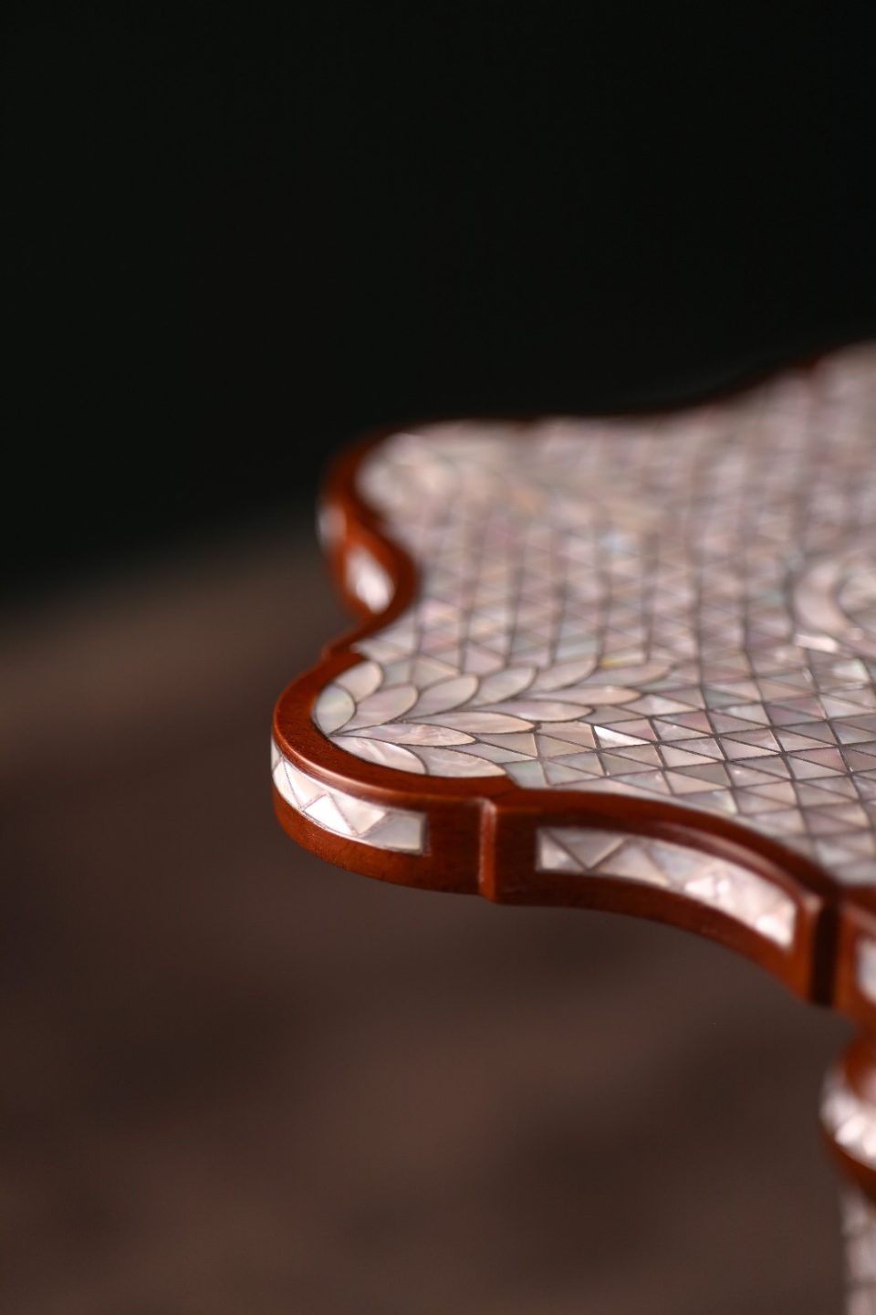 "Worood" set Elegant Handmade  Side Tables from Natural Walnut & Mother-of-pearl