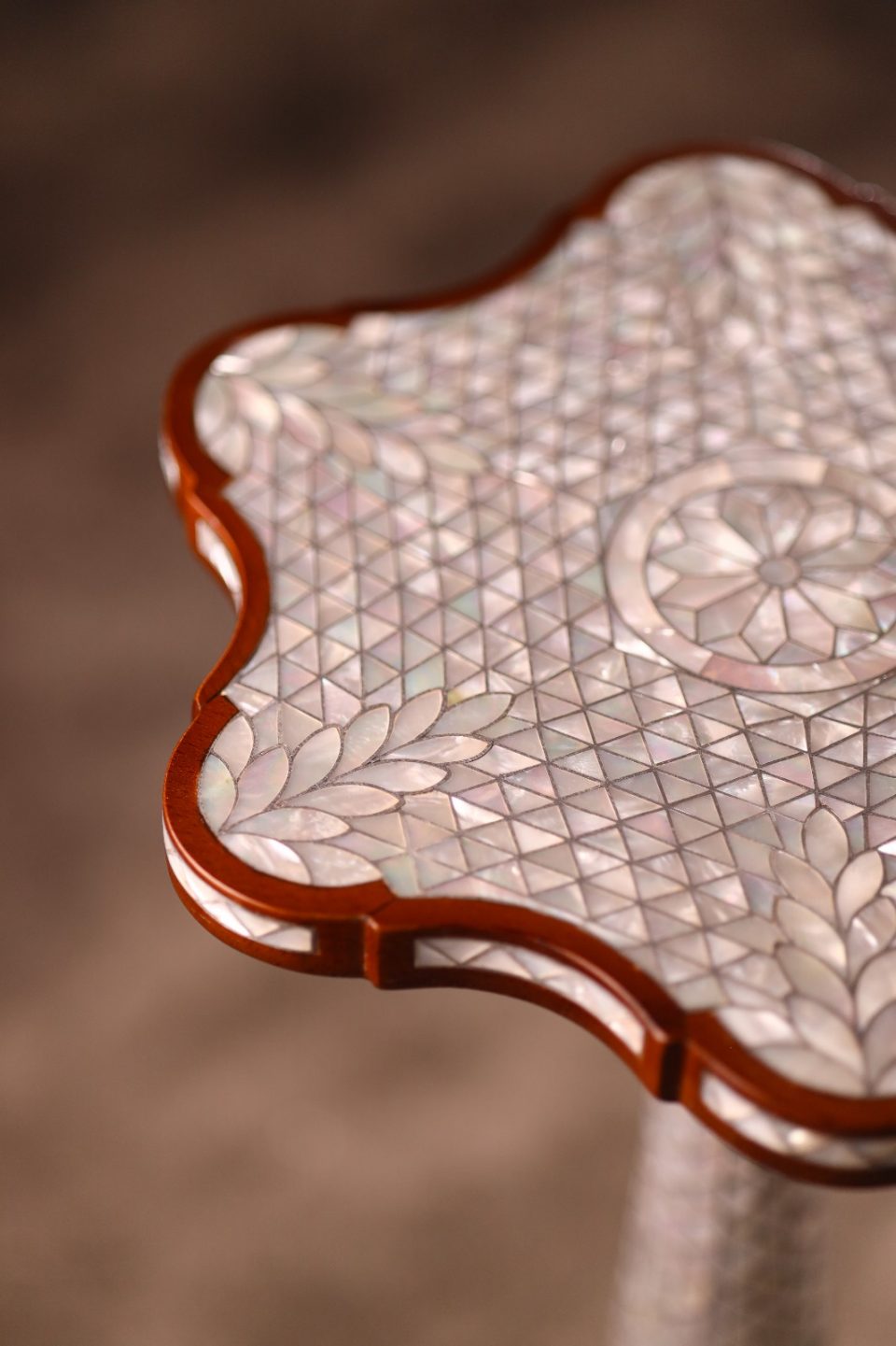 "Worood" set Elegant Handmade  Side Tables from Natural Walnut & Mother-of-pearl