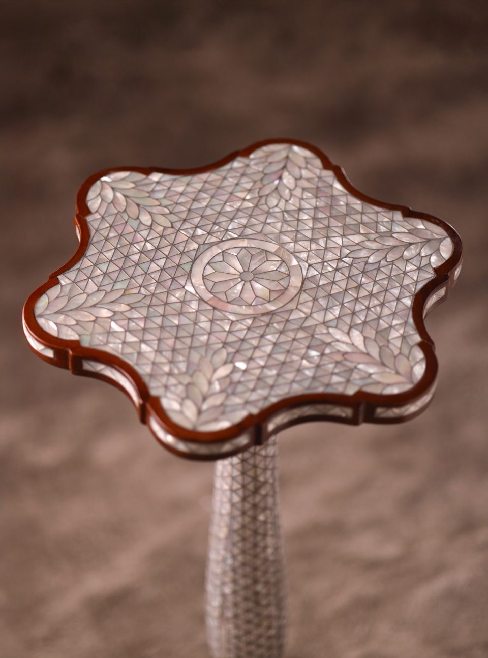 "Worood" set Elegant Handmade  Side Tables from Natural Walnut & Mother-of-pearl