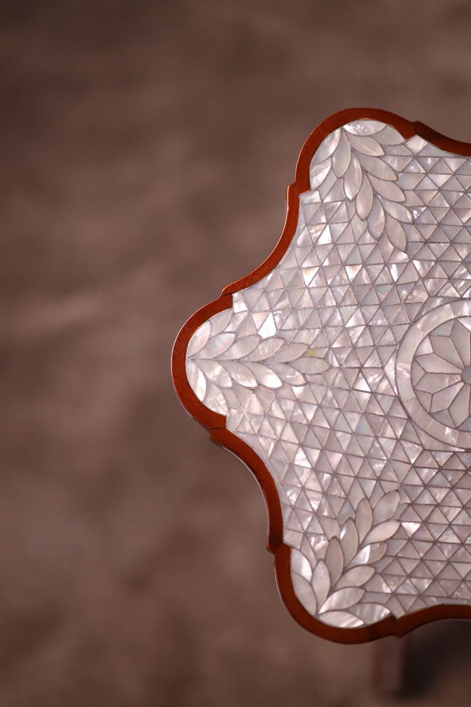 "Worood" set Elegant Handmade  Side Tables from Natural Walnut & Mother-of-pearl