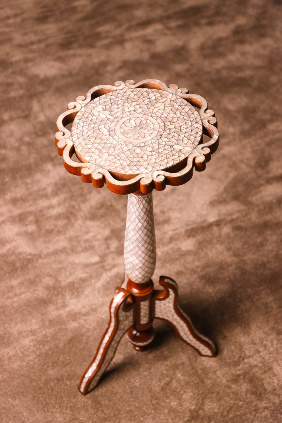 "Worood" set Elegant Handmade  Side Tables from Natural Walnut & Mother-of-pearl