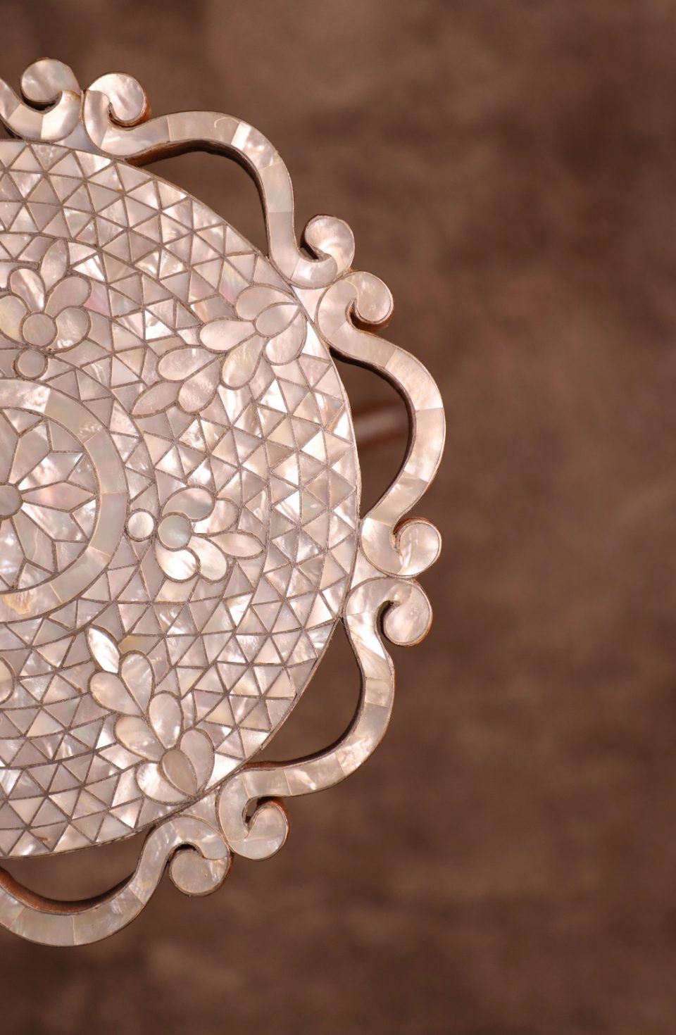 "Worood" set Elegant Handmade  Side Tables from Natural Walnut & Mother-of-pearl