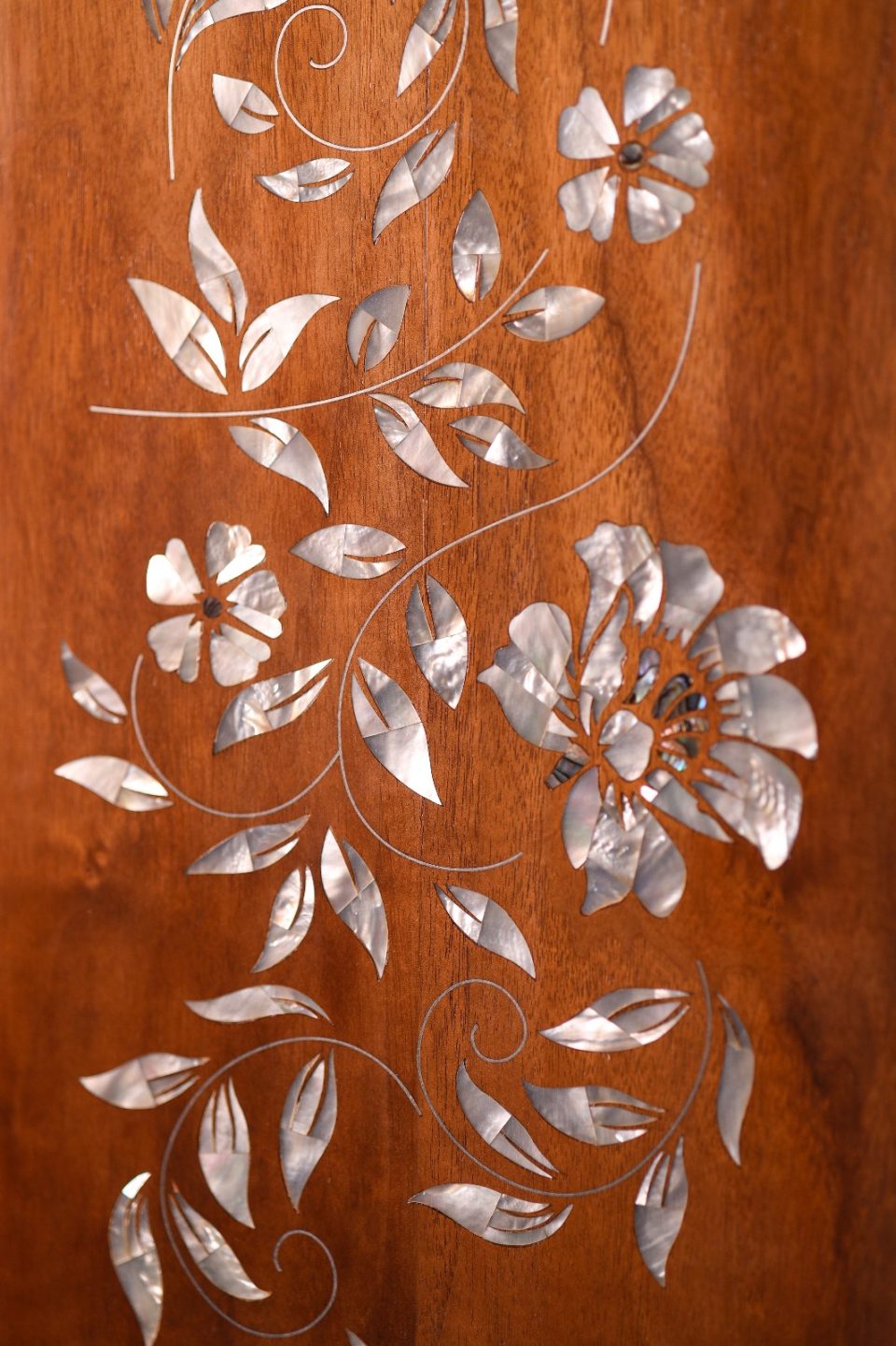 Unique royal wall mirror handmade from walnut wood and mother of pearl inlay