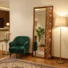 Full Length Handcrafted Wood Standing Mirror with Mother of Pearl Inlay | Zahra Collection