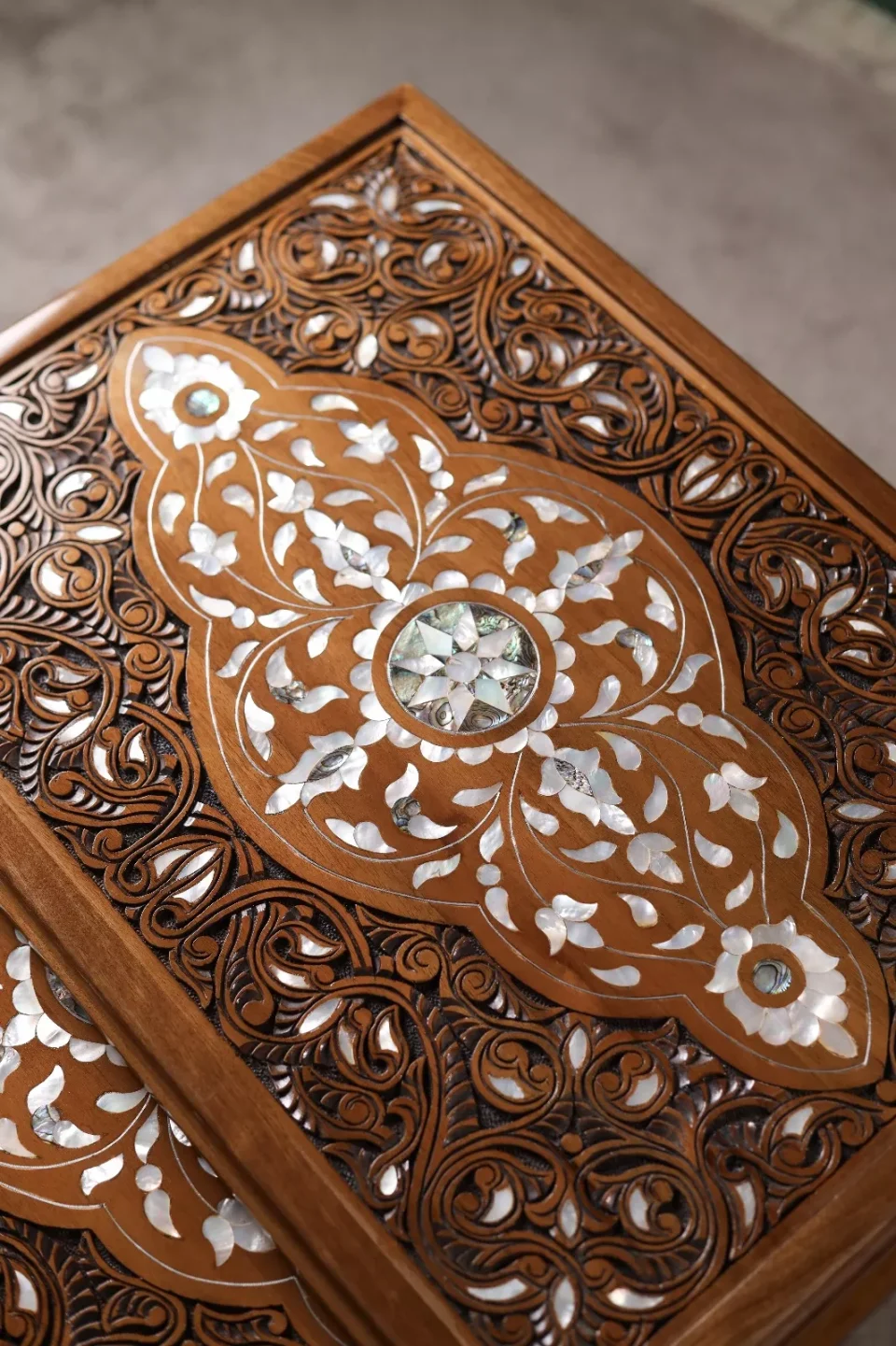 IMG-20251122-WA0051 Fatimid Collection – Hand‑Carved Nesting Tables Inlaid with Natural Mother‑of‑Pearl