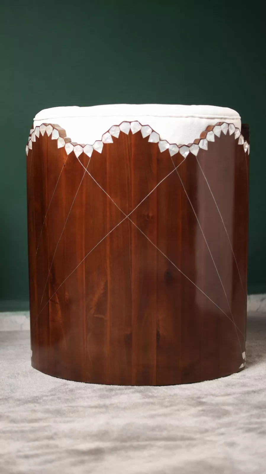 Arabesque Collection – A Luxurious Pair of Chairs with White Upholstery and Natural Mother-of-Pearl Inlay