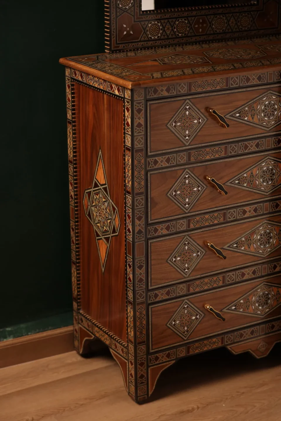 Handcrafted Mosaic Dining Room Set Inlaid with Natural Mother‑of‑Pearl – Soul of Damascus | Luxury Damascene Furniture