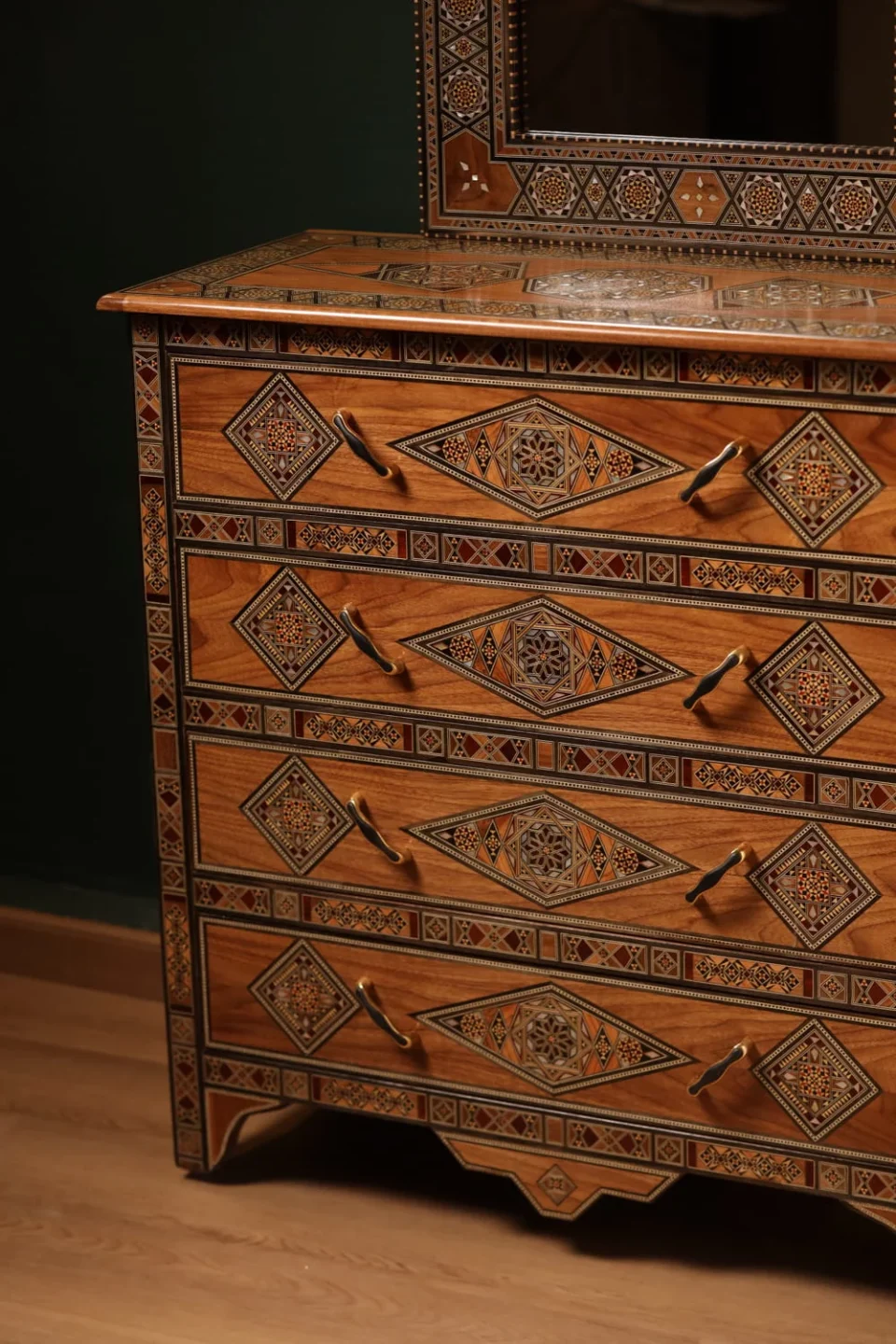 Handcrafted Mosaic Dining Room Set Inlaid with Natural Mother‑of‑Pearl – Soul of Damascus | Luxury Damascene Furniture