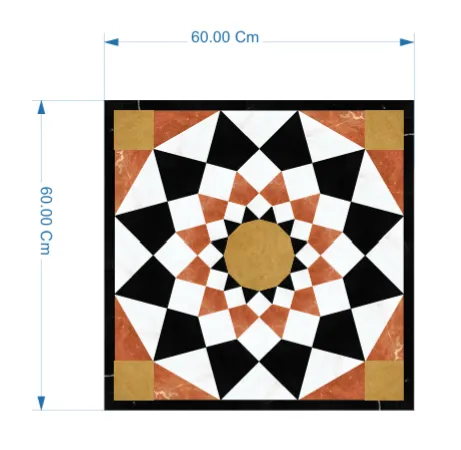 Damascene Mosaic Tile in Natural Marble – Hand‑Cut Geometric Art