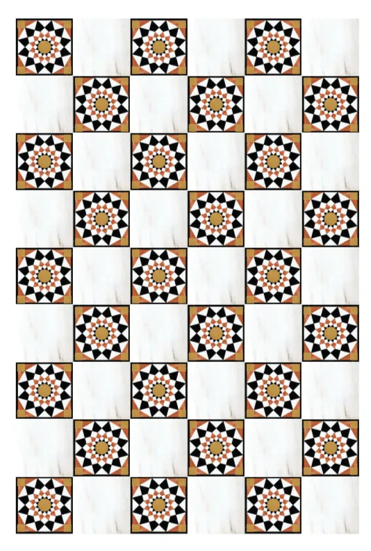 Damascene Mosaic Tile in Natural Marble – Hand‑Cut Geometric Art