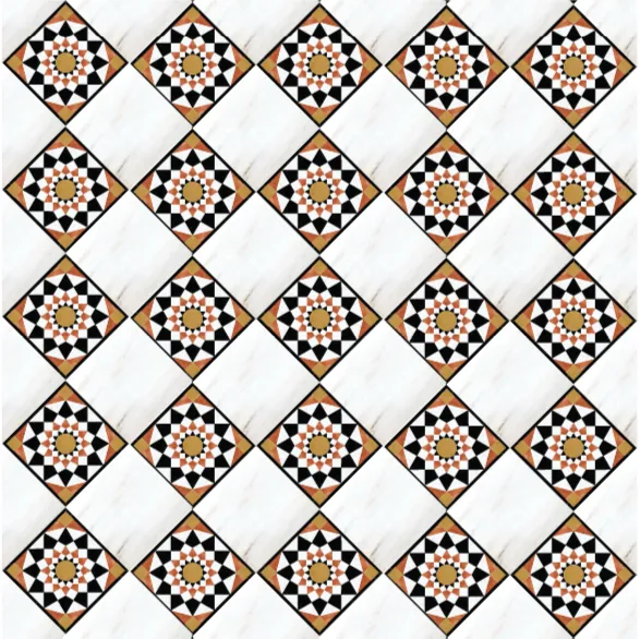 Damascene Mosaic Tile in Natural Marble – Hand‑Cut Geometric Art